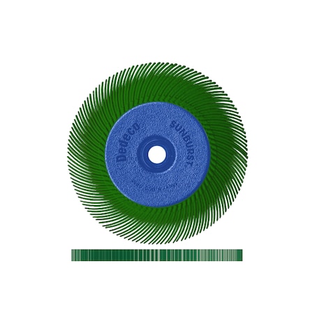 Dedeco Sunburst Radial Bristle Discs 6 in X 1/2 in Curved Tc Dark Green 50 Grit A/O 1/Unit 2282